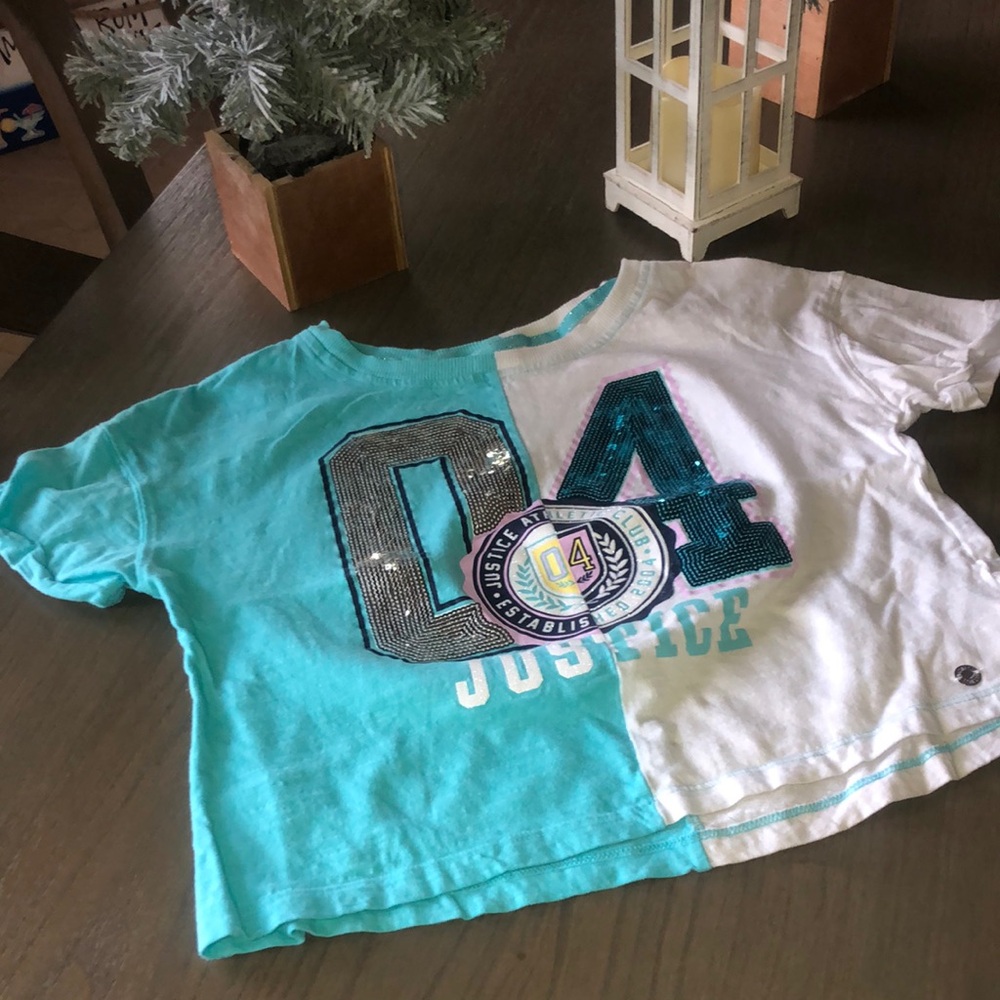 JUSTICE 💜 blue sport Top Girls Sz L
